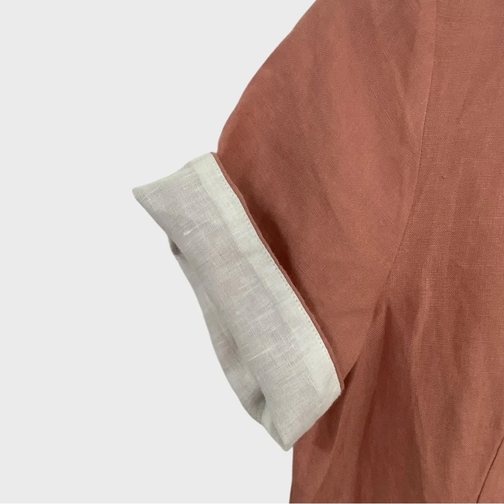 Son de Flor Vintage Pink Linen Classic Mini Dress Size XS - Picture 5 of 11